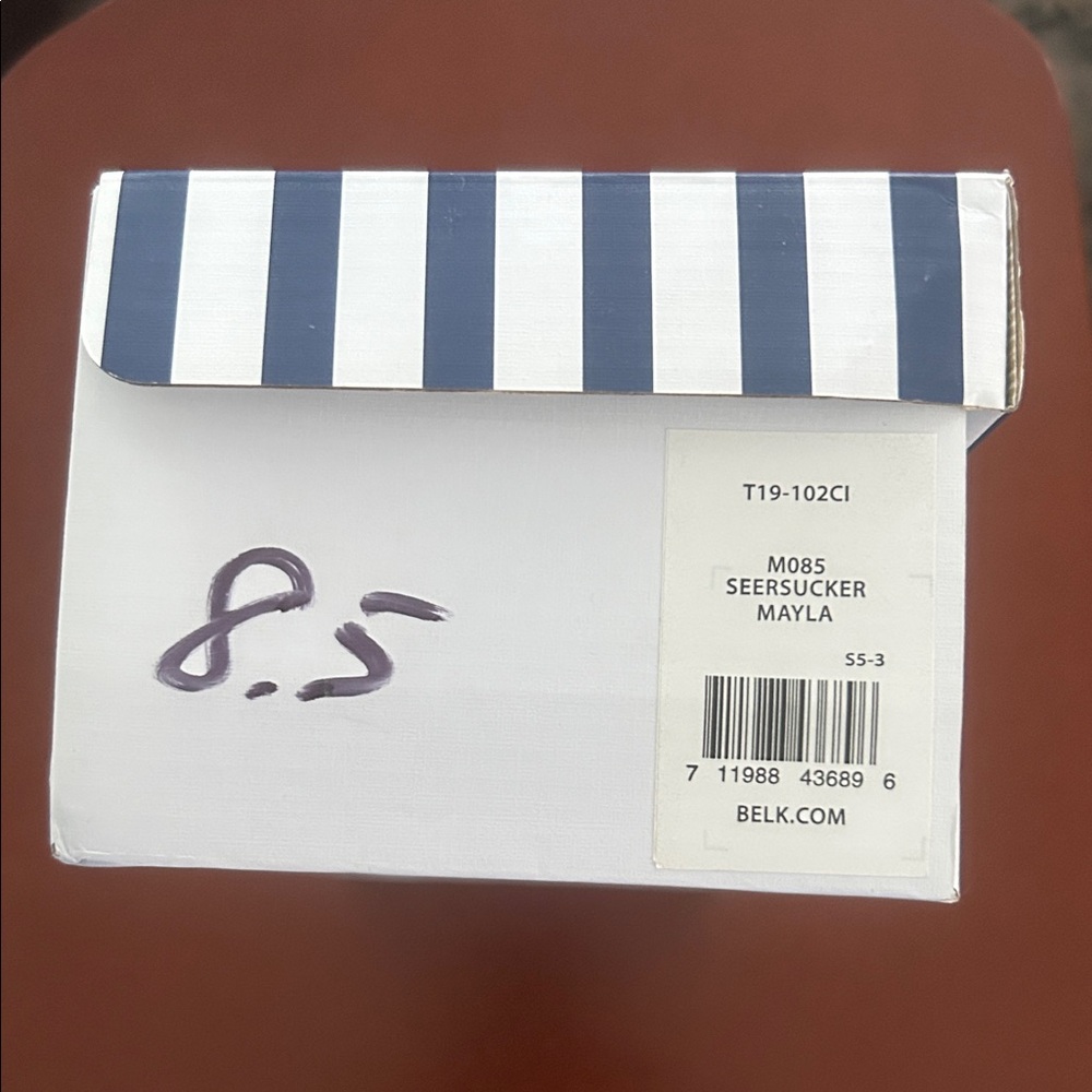crown & ivy Blue and White Striped D'Orsay Mules - Picture 4 of 4